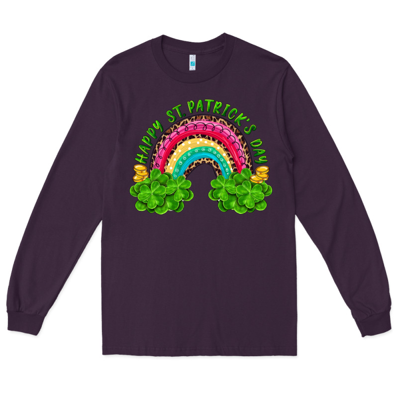 Happy St Patricks Day Rainbow And Shamrock Long Sleeve Tee by RanaPortraitStore | Teevron