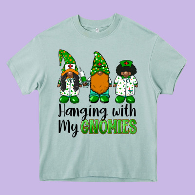 Hanging With My Gnomies African American Nurse Gnomies Heavy Core Tee Designed By Barkaloodesign