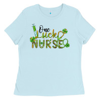 Baby Blue one lucky nurse Ladies Tee - BarkalooDesign