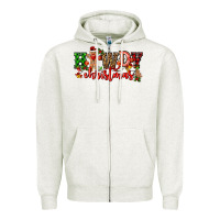 Oatmeal Heather howdy christmas gingerman bread with cowboy Zipper Hoodie - CowGirlArtShop