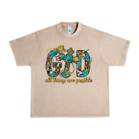 French Oak With God All Things Are Possible With Cross Urban Heavy Tee - BundleAndBundleShop