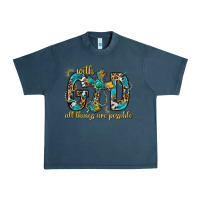 Midnight Navy With God All Things Are Possible With Cross Urban Heavy Tee - BundleAndBundleShop
