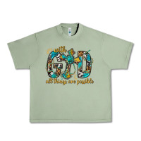 Oil Green With God All Things Are Possible With Cross Urban Heavy Tee - BundleAndBundleShop