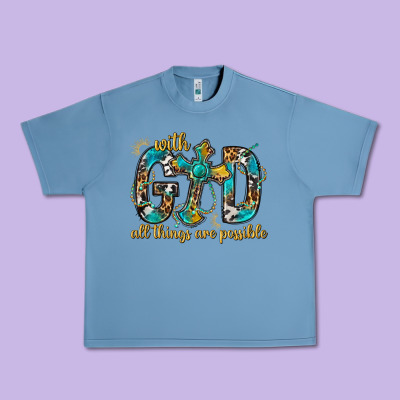 With God All Things Are Possible With Cross Urban Heavy Tee Designed By Bundleandbundleshop