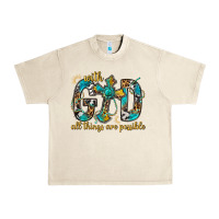 Sandshell With God All Things Are Possible With Cross Urban Heavy Tee - BundleAndBundleShop