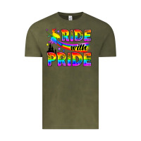 Vintage Olive Western LGBTQ+ Ride With Pride Vintage Tee - BundleAndBundleShop
