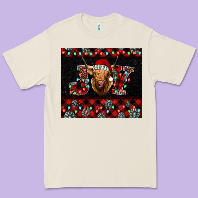 Highland Cow Joy Christmas Tumbler Premium Tee Designed By Jasminsmagicworld