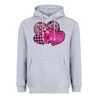Heather Grey breast cancer hearts Heavyweight Hoodie - FaDigitalArtStudio