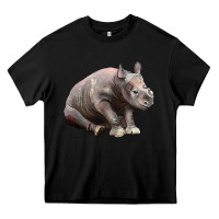 Black Baby Rhino Illustrations Heavy Core Tee - LillyAllenDesigns