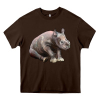 Chocolate Brown Baby Rhino Illustrations Heavy Core Tee - LillyAllenDesigns
