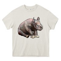 Cream Baby Rhino Illustrations Heavy Core Tee - LillyAllenDesigns