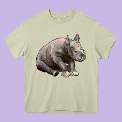 Baby Rhino Illustrations Heavy Core Tee Designed By Lillyallendesigns