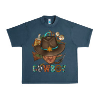Midnight Navy Western Cowboy Portrait With Cactus Urban Heavy Tee - BundleAndBundleShop