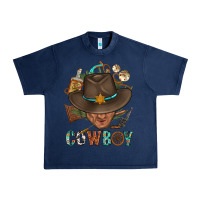Navy Western Cowboy Portrait With Cactus Urban Heavy Tee - BundleAndBundleShop