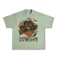Oil Green Western Cowboy Portrait With Cactus Urban Heavy Tee - BundleAndBundleShop