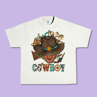 Western Cowboy Portrait With Cactus Urban Heavy Tee Designed By Bundleandbundleshop