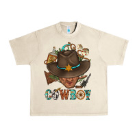 Sandshell Western Cowboy Portrait With Cactus Urban Heavy Tee - BundleAndBundleShop