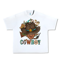White Western Cowboy Portrait With Cactus Urban Heavy Tee - BundleAndBundleShop