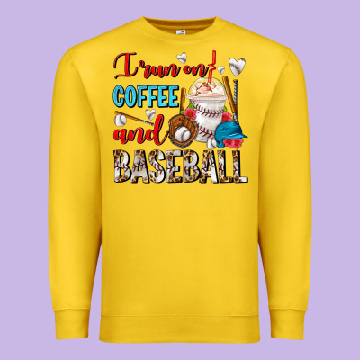I Run On Coffee And Baseball Frappe Premium Sweatshirt Designed By Fadigitalartstudio
