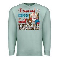Seafoam I Run On Coffee And Baseball Frappe Premium Sweatshirt - FaDigitalArtStudio
