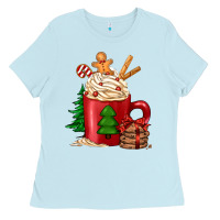 Baby Blue Christmas coffee Ladies Tee - Jasminsmagicworld
