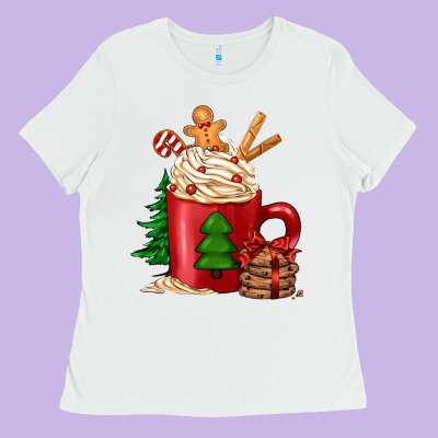 Christmas Coffee Ladies Tee Designed By Jasminsmagicworld
