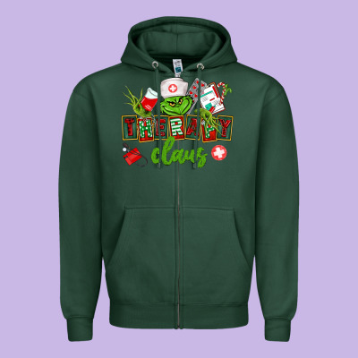 Therapy Claus Zipper Hoodie Designed By Cowgirlartshop