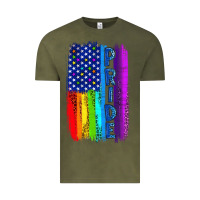 Vintage Olive Pride LGBTQ+ American Flag Vintage Tee - BundleAndBundleShop