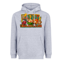 Heather Grey Happy Thanksgiving Heavyweight Hoodie - FaDigitalArtStudio