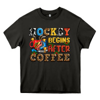 Asphalt hockey begins after coffee ado Heavy Core Tee - AdoDesignShop