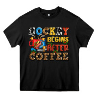 Black hockey begins after coffee ado Heavy Core Tee - AdoDesignShop