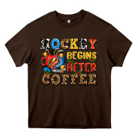 Chocolate Brown hockey begins after coffee ado Heavy Core Tee - AdoDesignShop