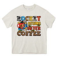 Cream hockey begins after coffee ado Heavy Core Tee - AdoDesignShop