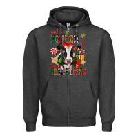 Charcoal Heather just a heifer who loves christmas cow Zipper Hoodie - CowGirlArtShop