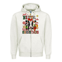 Oatmeal Heather just a heifer who loves christmas cow Zipper Hoodie - CowGirlArtShop