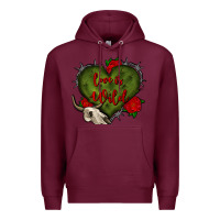 Burgundy love is wild with bullskull olivia Premium Hoodie - OliviaCreatesArt