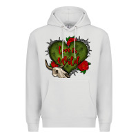 Dove Grey love is wild with bullskull olivia Premium Hoodie - OliviaCreatesArt