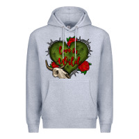 Heather Grey love is wild with bullskull olivia Premium Hoodie - OliviaCreatesArt