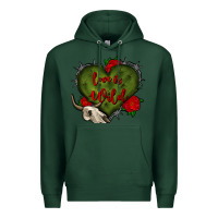 Sports Green love is wild with bullskull olivia Premium Hoodie - OliviaCreatesArt