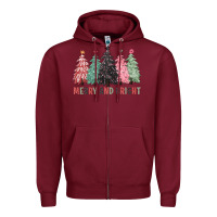 Burgundy merry and bright Zipper Hoodie - CowGirlArtShop