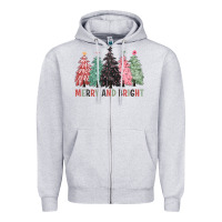 Heather Grey merry and bright Zipper Hoodie - CowGirlArtShop