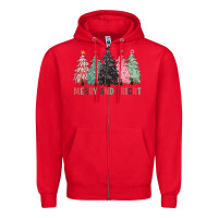Red merry and bright Zipper Hoodie - CowGirlArtShop