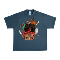 Midnight Navy Wild Camping Afro Messy Bbs Urban Heavy Tee - BundleAndBundleShop