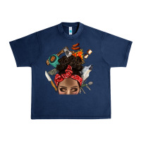 Navy Wild Camping Afro Messy Bbs Urban Heavy Tee - BundleAndBundleShop