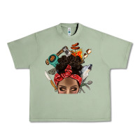 Oil Green Wild Camping Afro Messy Bbs Urban Heavy Tee - BundleAndBundleShop