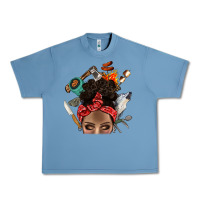 Pebble Blue Wild Camping Afro Messy Bbs Urban Heavy Tee - BundleAndBundleShop