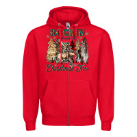 Red rockin around the christmas tree Zipper Hoodie - CowGirlArtShop
