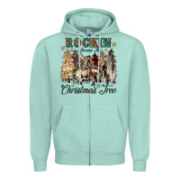 Seafoam rockin around the christmas tree Zipper Hoodie - CowGirlArtShop