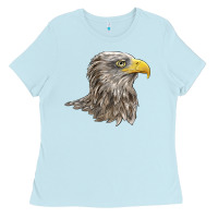 Baby Blue American White Sea Eagle Head Ladies Tee - LillyAllenDesigns