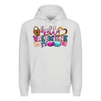Dove Grey hello valentine Premium Hoodie - OliviaCreatesArt